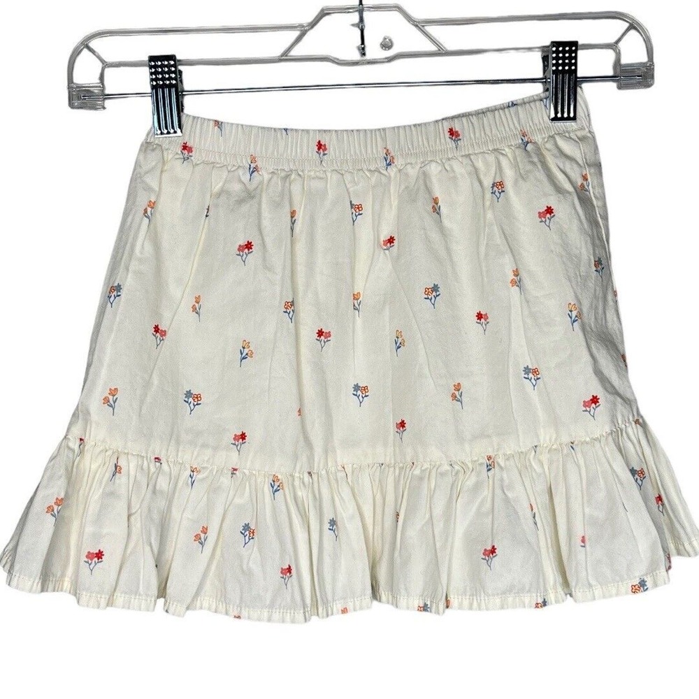 Gymboree Skirt Girls 5 6‎ White Pink Micro Floral Peasant Skirt Ruffle Bohemian